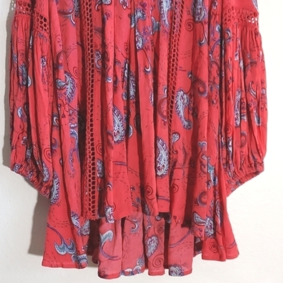 Free People Just The Two Of Us Printed Tunic Pink/Red Size Small - Picture 5 of 16